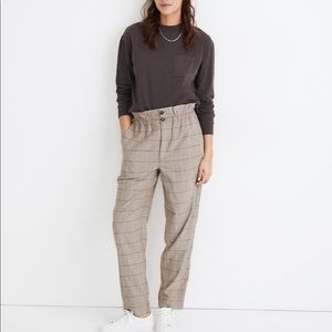 Madewell NWT Paperbag Tapered Pants in Glen Plaid (6)